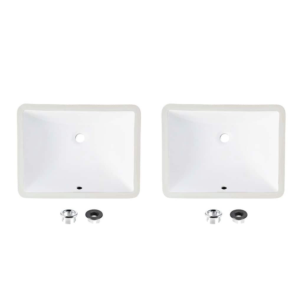 STYLISH 20.75" W x 15.5" D White Rectangular Undermount Bathroom Sink Set of 2