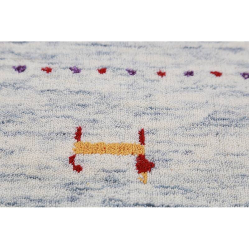 Hand Knotted Oriental 100% Wool Carpet Tribal Animal Pictorial Greys & Charcoal Gabbeh Area Rug - 9' 11'' X 8' 1''