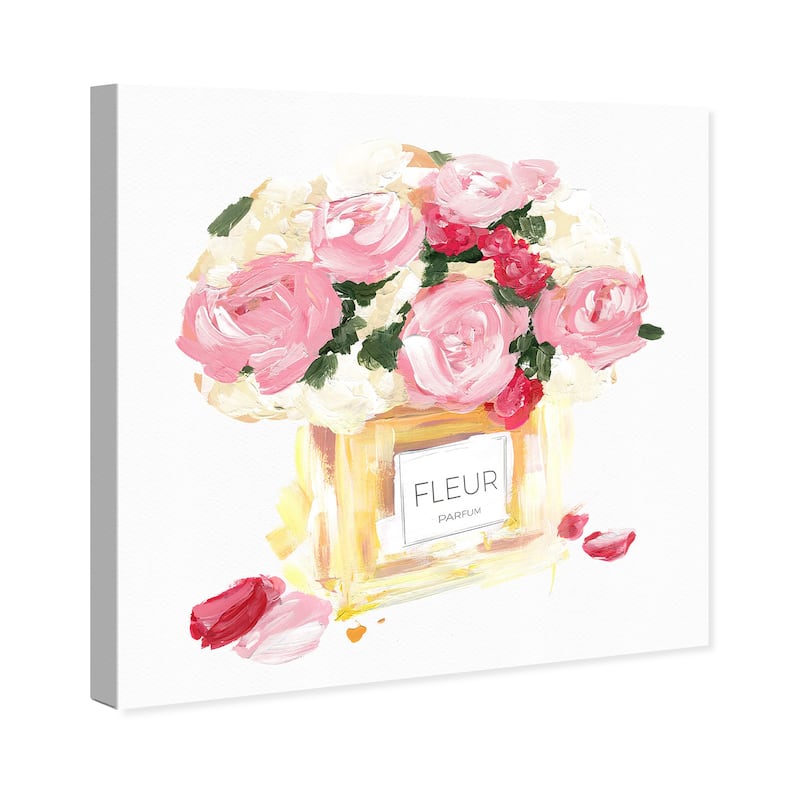 Wynwood Studio Canvas Fashion and Glam Pastel Fleur Perfume Pink and Pastel Pink Glam Wall Art Canvas Print