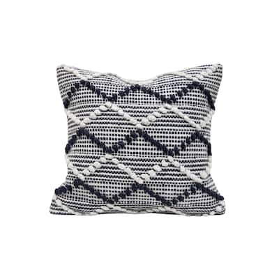 Foreside Home & Garden Blue & White 18x18" Pillow w/Poly Fill - 18X18