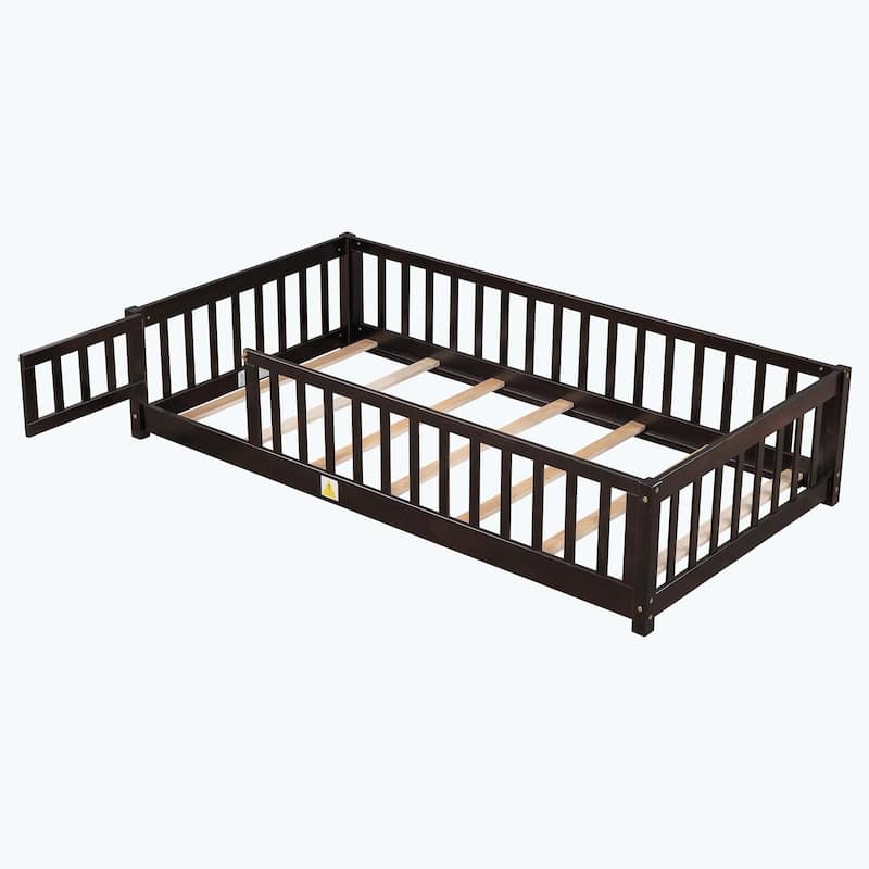 Durable Floor Platform Bed with Fence