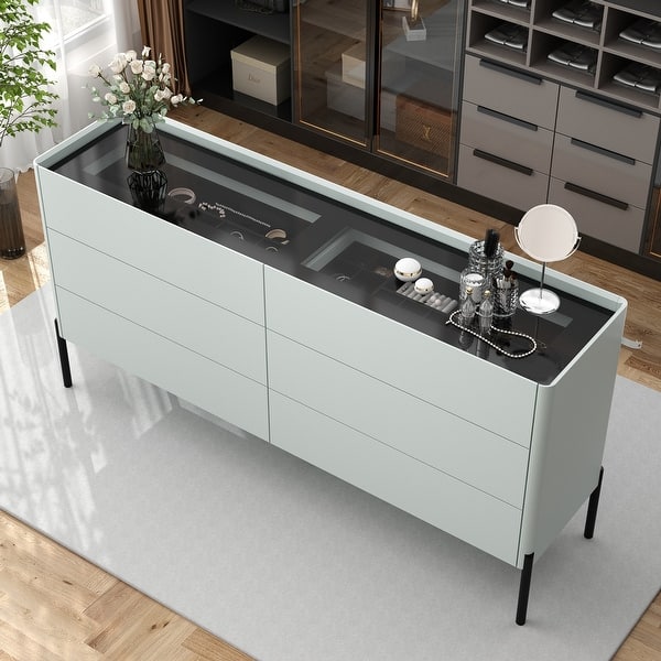 Premium Tempered Glass Top Dresser Sophistication Meets Functionality - Bed  Bath & Beyond - 38286256