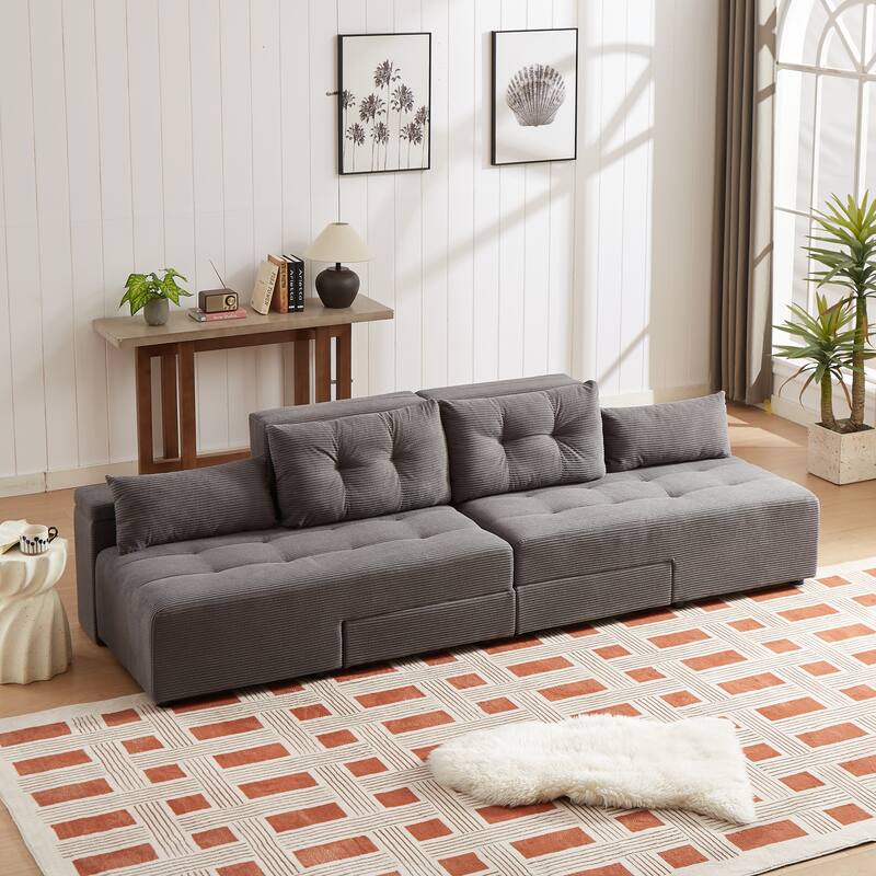 GDFStudio - Emerson Modular Corduroy 3-Seater Sofa with Storage and Customizable Design