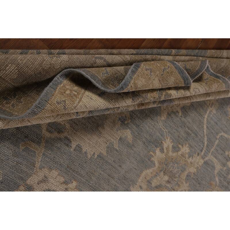 Gray Vegetable Dye Oushak Turkish Area Rug Hand-Knotted Wool Carpet - 8'9"x 11'9"