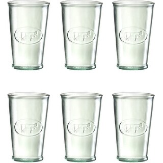 Amici Milk Glasses, Recycled Green Glass Cow Design, 11 oz - Set