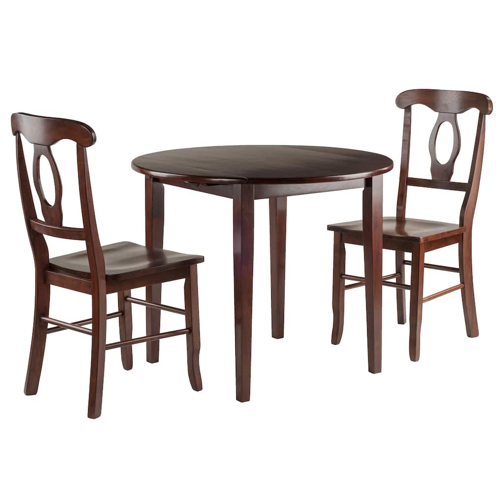 3 Piece Round Drop Leaf Table and Chair Set for Dining Area - 35.98 x 35.98 x 29.13 inches
