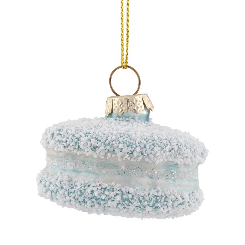 Macaroon with Sugar Glass Christmas Ornament - 2" - Blue