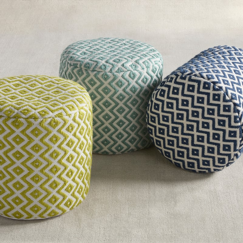 Osbourne Indoor/ Outdoor Chevron Cylinder Pouf
