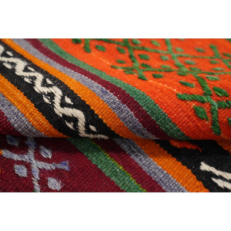 Hand Woven Oriental 100% Wool Carpet Southwestern Tribal Multi-Colored Kilim Area Rug - 8' 8'' X 5' 4''