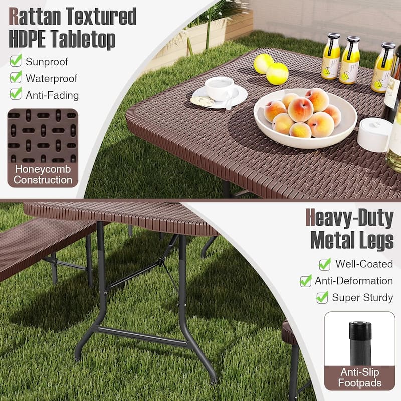 Plastic Folding Table Rectangle Portable Utility Card Table