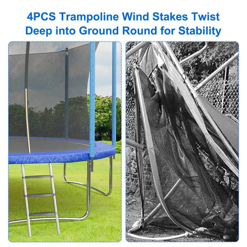 10FT Trampoline, Recreational Trampolines with Enclosure Net and Ladder