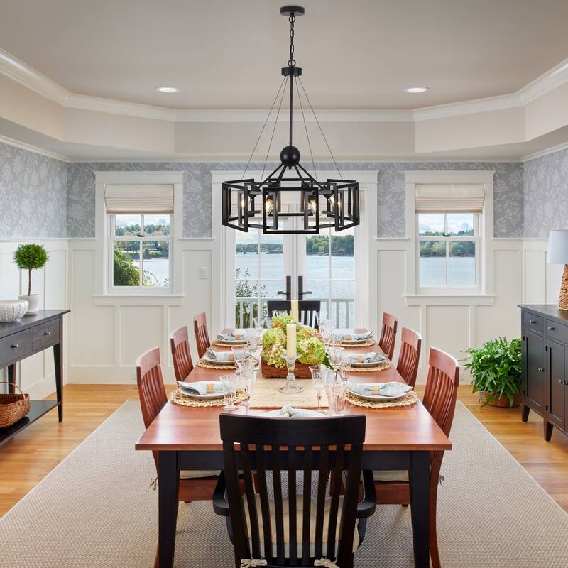 6-Light Rustic Geometric Chandelier for Kitchen Island with no bulbs included