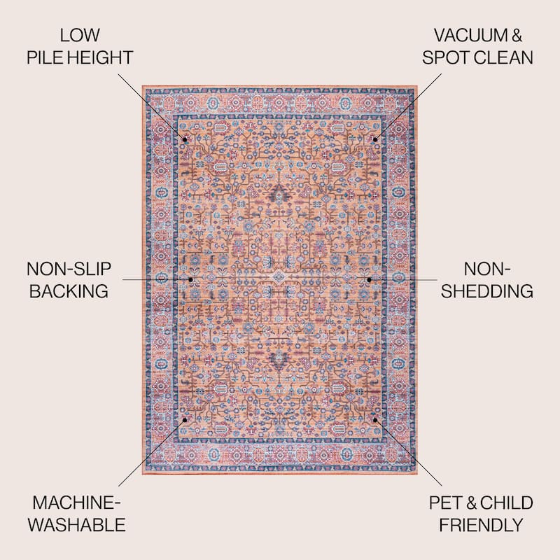JONATHAN Y Cirali All-Over Persian Machine Washable Area Rug