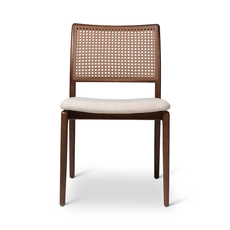 Modern Brazilian - Charlotte - Cane Side Chair - Medley Ivory Seat - Ebano Frame - Natural Cane Webbing