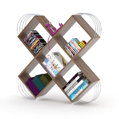 Criss Cross Bookcase (WALNUT-CHROME)