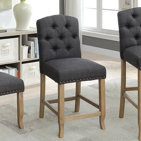 Furniture of America Hail Rustic Tufted Counter Chairs (Set of 2)