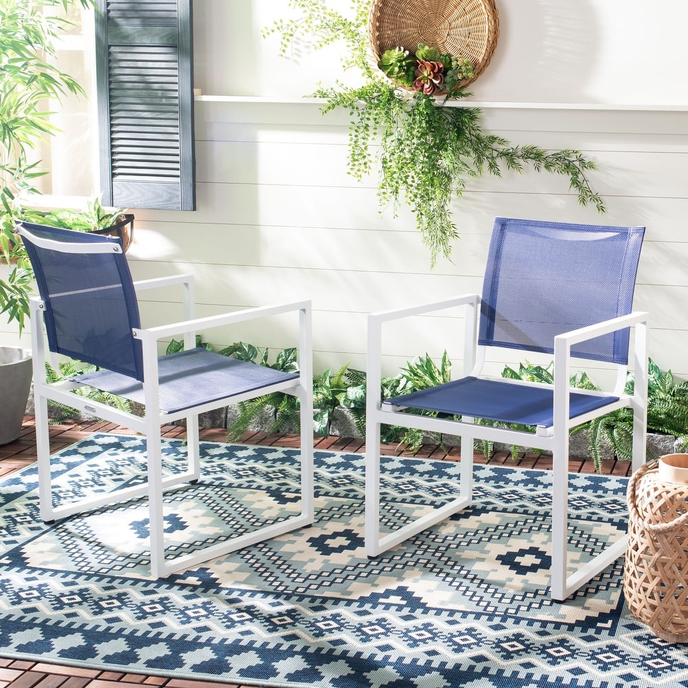 SAFAVIEH Outdoor Aiyana Stackable Chair (Set of 2) - 22" W x 22.8" D x 33" H - 22W x 33D x 23H