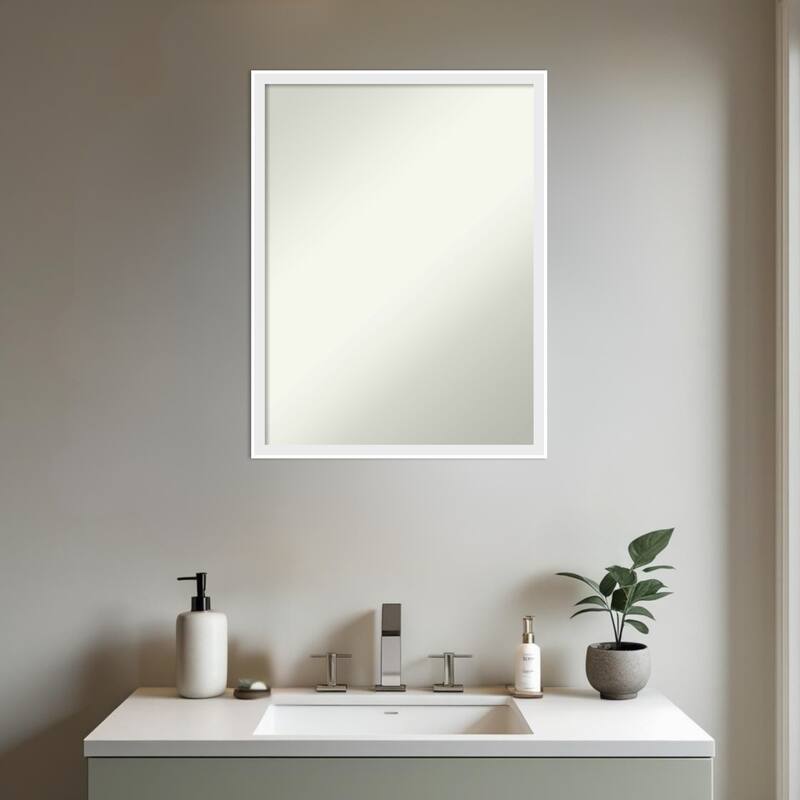 Incline Non-Beveled Wood Framed Bathroom Vanity Wall Mirror
