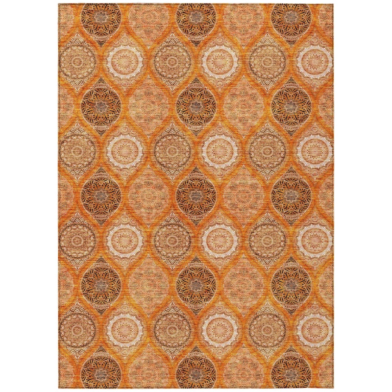 Machine Washable Indoor/ Outdoor Boho Mosaic Chantille Rug