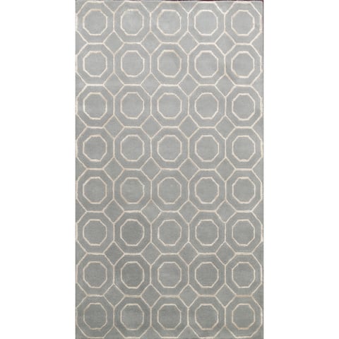 Wool/ Silk Contemporary Hand-tufted Trellis Area Rug Oriental Carpet - 5'0" x 8'0"