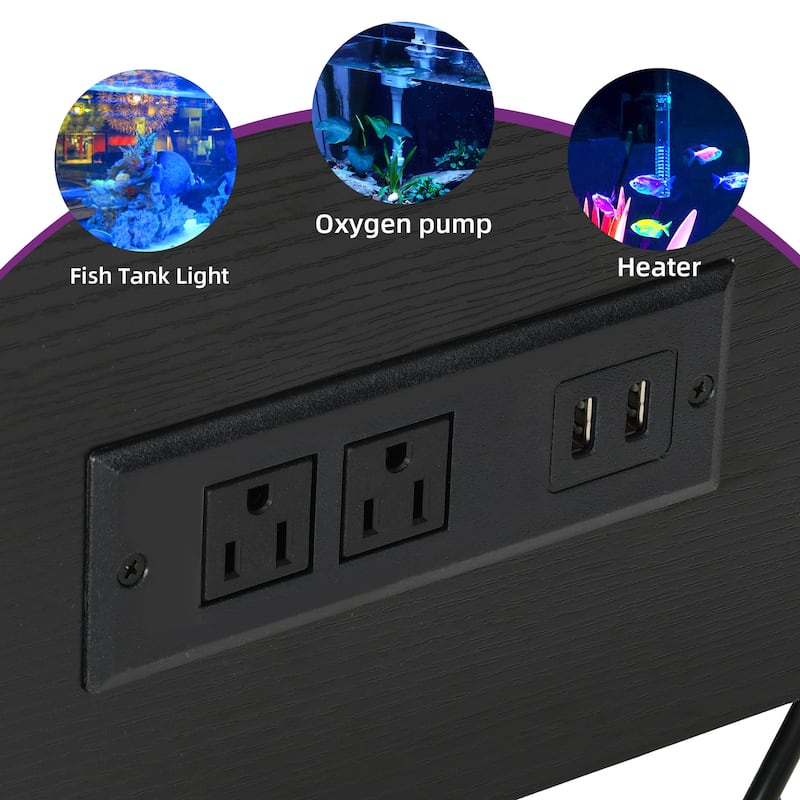 LED Aquarium Stand with Storage Cabinet and Power Outlets