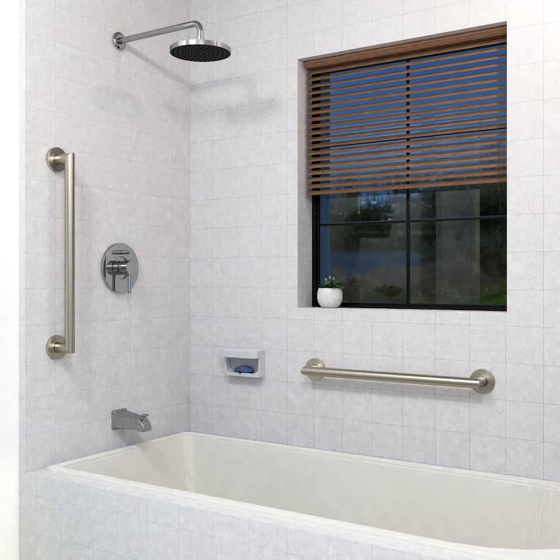 Keeney Architectural Grab Bar 1.25 Dia x 16 in., Brushed Nickel - 16-in