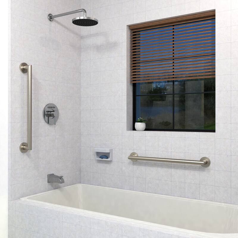 Keeney GB2024-24BN Architectural Grab Bar 1.25 Dia x 24 in., Brushed Nickel