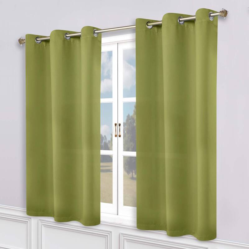 Superior Modern Solid Washable Room Darkening Blackout Curtains, Set of 2 Panels - 2PC- 52" x 63" - Sage