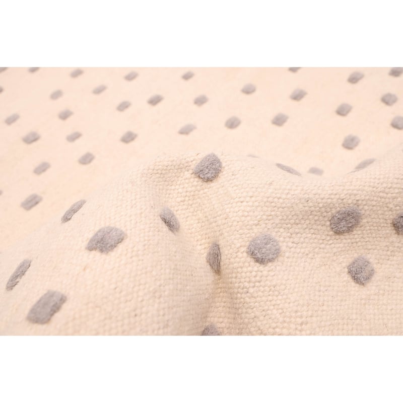 ECARPETGALLERY Flat-Weave Nevada Cream Wool Kilim - 4'0 x 5'9