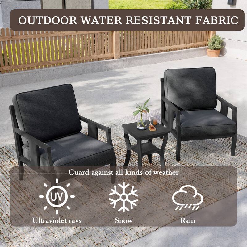 3-Piece Solid Teak Outdoor Patio Furniture Set Armchairs & Storage Table