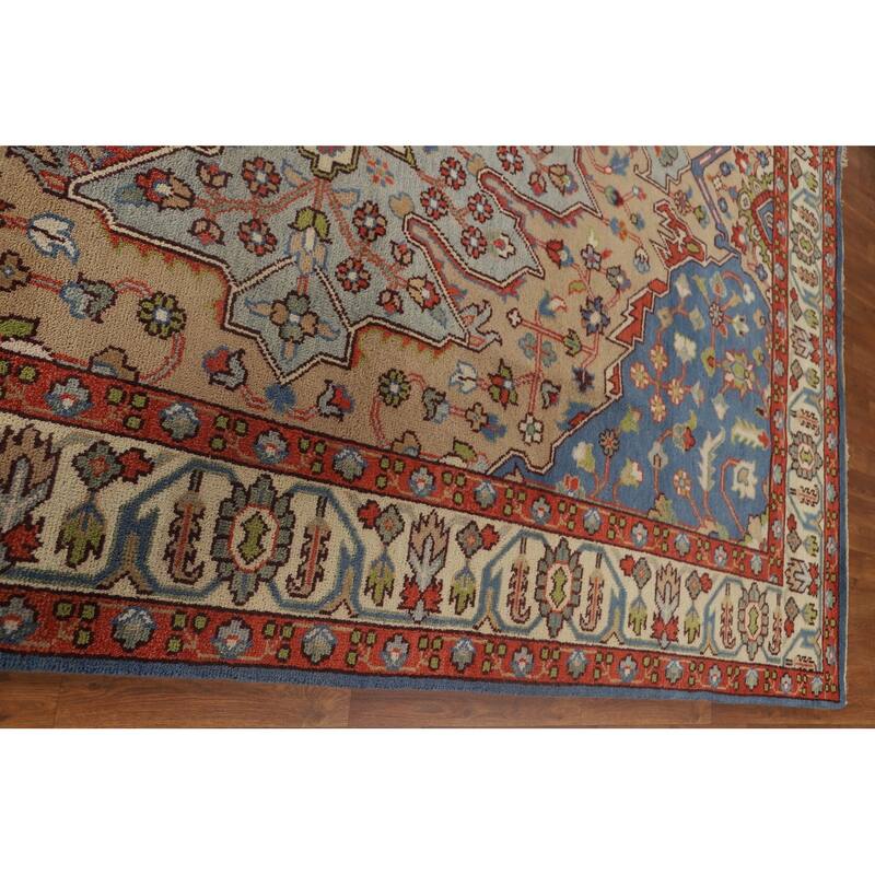 Traditional Heriz Serapi Oriental Area Rug Handmade Wool Carpet - 8'11" x 11'10"