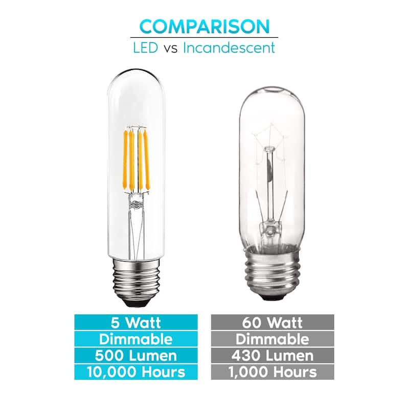 Luxrite 6 Pack T10 LED Bulb 5W=60W 2700K Warm White Edison Bulb 500 ...