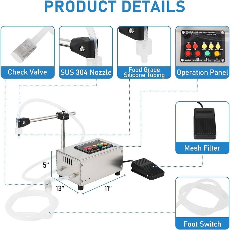 Automatic Electric Liquid Filling Machine Single Head 118 Fl Oz