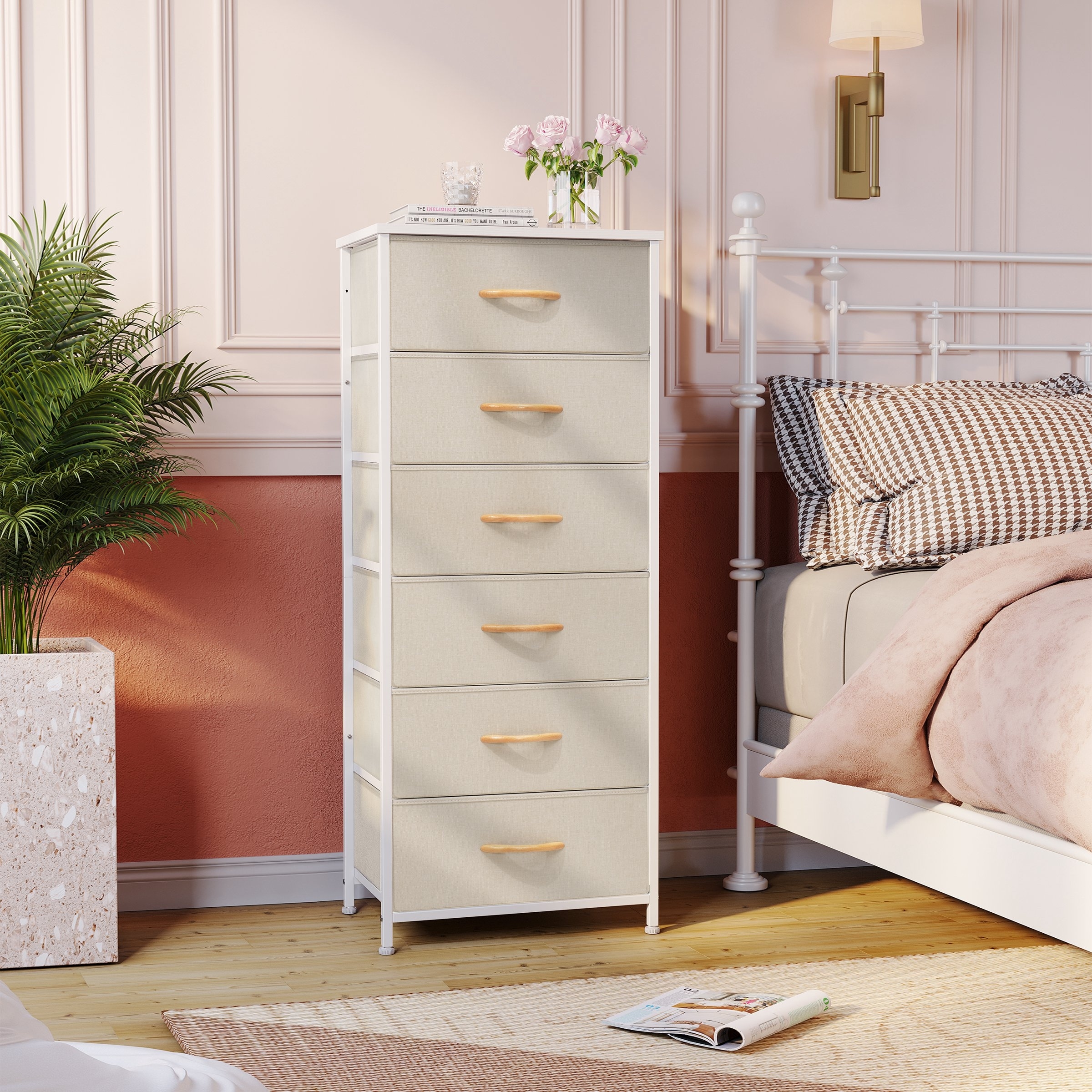 tall slim dresser Basilea 5 Drawers Dresser, Pull Out System, Blue Natural Oak narrow profile makes this classic dresser essential for smaller spaces Manhattan Comfort Granville Tall 23.62