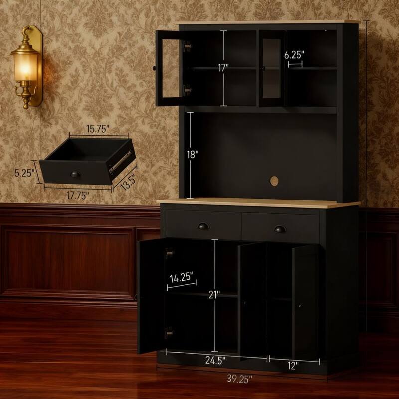 Kitchen Pantry Cabinet, 71" Tall Wood Storage Cabinet with Drawers, Shelves, 5 Doors Freestanding Cupboard with Countertop