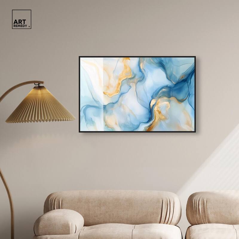 Blue Veined Gold Canvas by Art Remedy