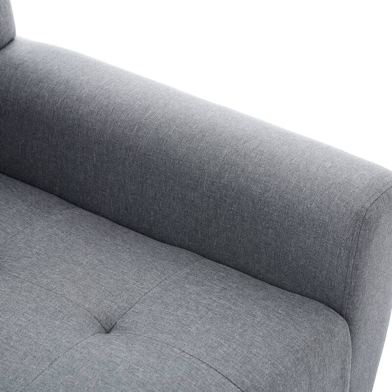 Modern Tufted Wingback Accent Chair Linen/Faux Leather/Velvet Armchair