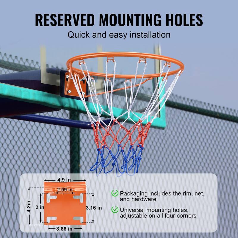 Orange Heavy Duty Q235 Wall Door Mounted Basketball Rim with Nylon Net