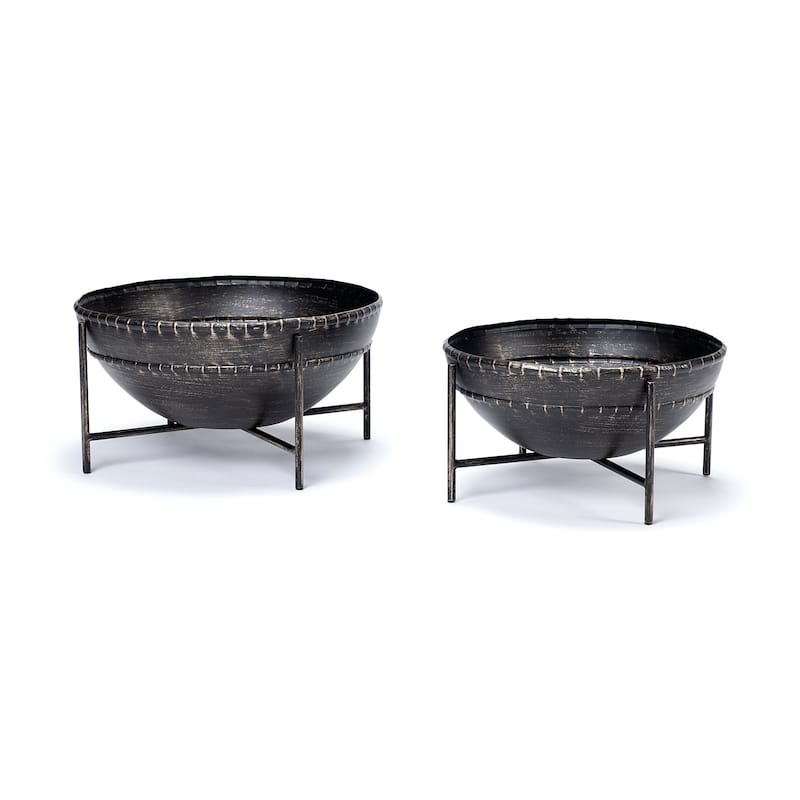 Mercana Cauldron Set of Two Bronze Metal Bowls