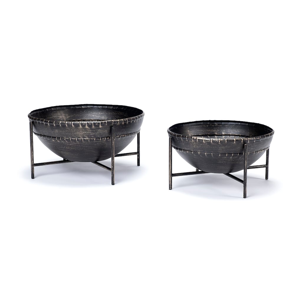 Mercana Cauldron Set of Two Bronze Metal Bowls