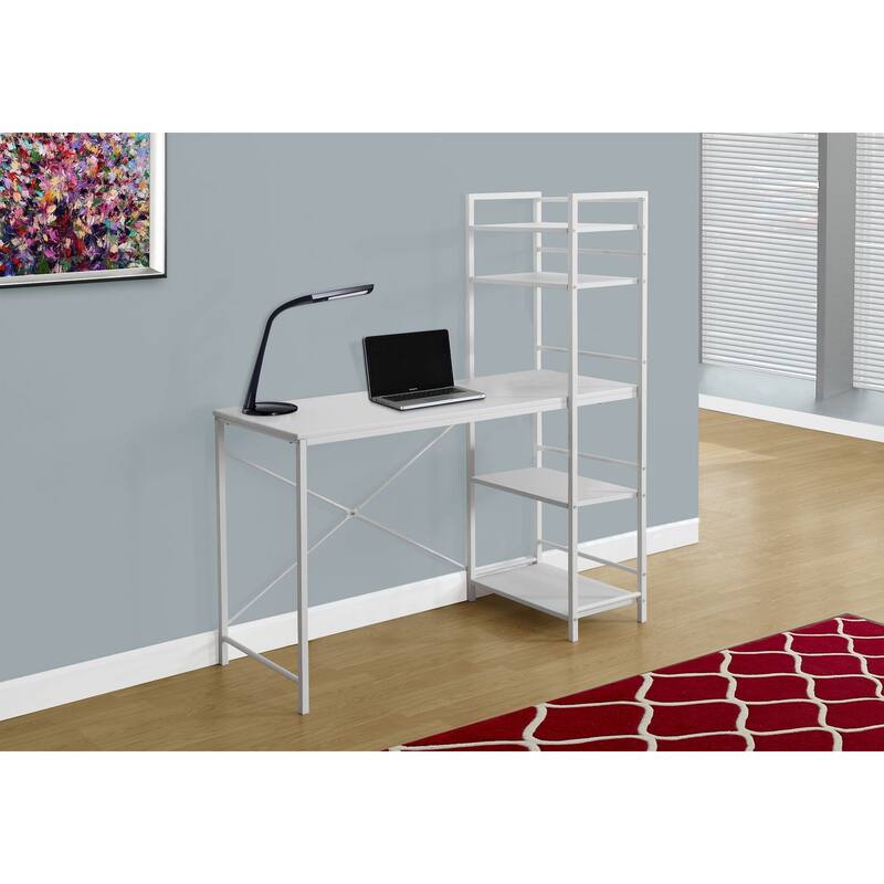 48" Modern Computer Desk with 4 Storage Shelves, Contemporary Design for Home Office, Laptop and Work
