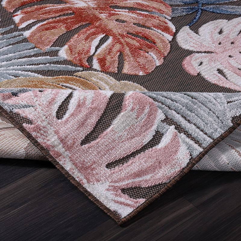 Beverly Rug Equator Leaf Botanical Indoor Outdoor Area Rug