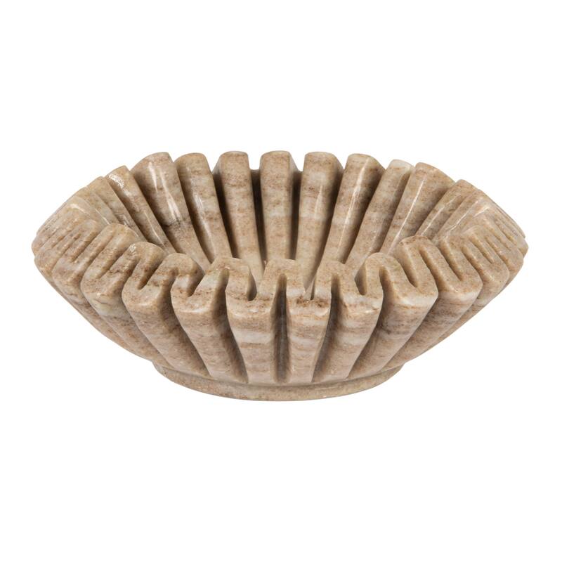 Marble Pleated Dish - 7.0"L x 7.0"W x 2.5"H - Beige