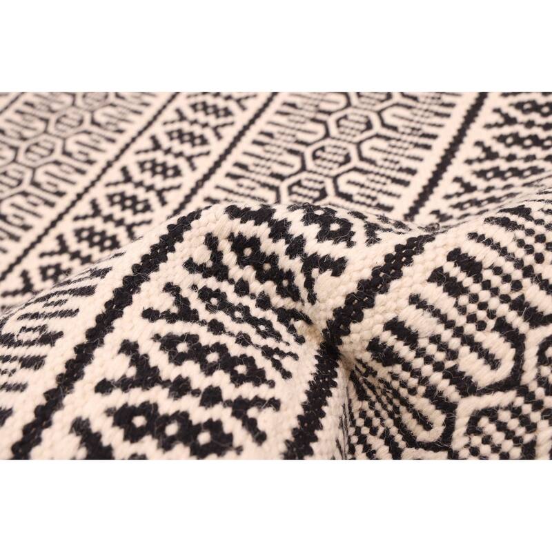 ECARPETGALLERY Flat-Weave Marrakech Cream Wool Kilim - 5'1 x 7'4