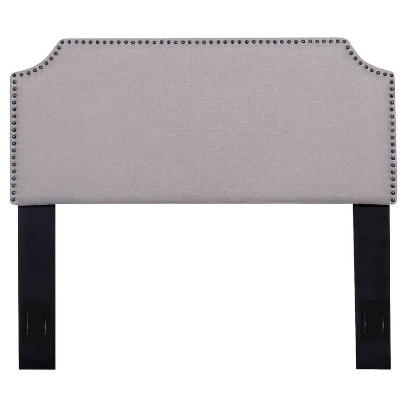 Morden Full/Queen Nailhead Upholstered Fabric Headboard - Light Brown Fabric Headboard