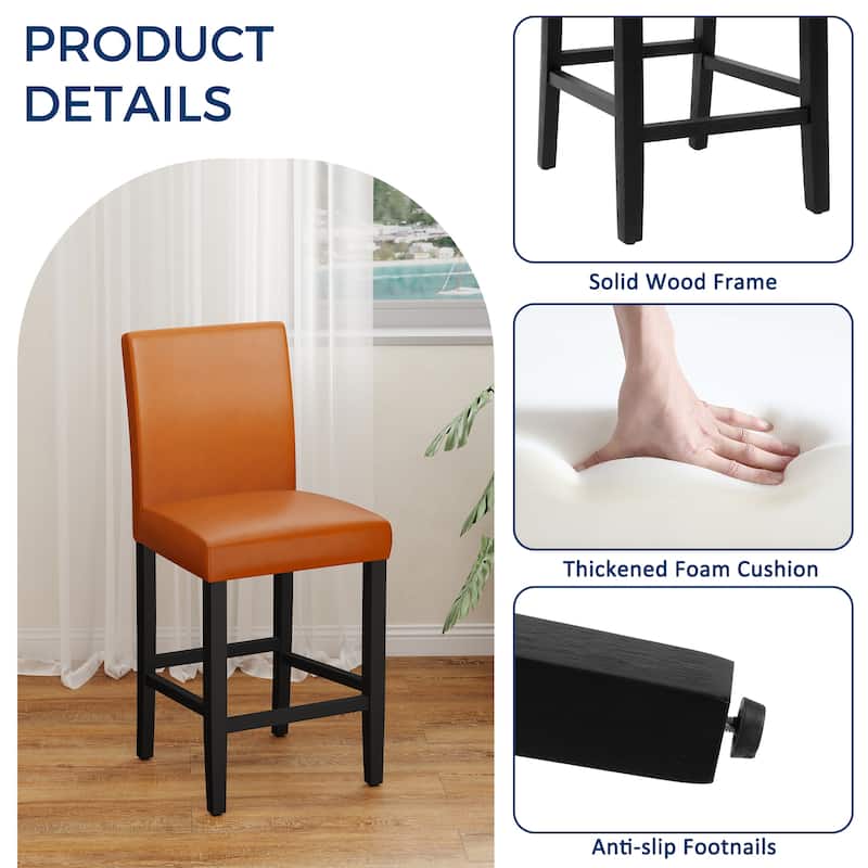 24 Inches Counter Height Bar Stools with Back Set of 2