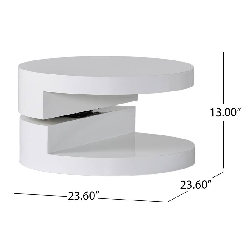 Mid-Century Modern Rotatable Coffee Table, Small Circular Design with Storage