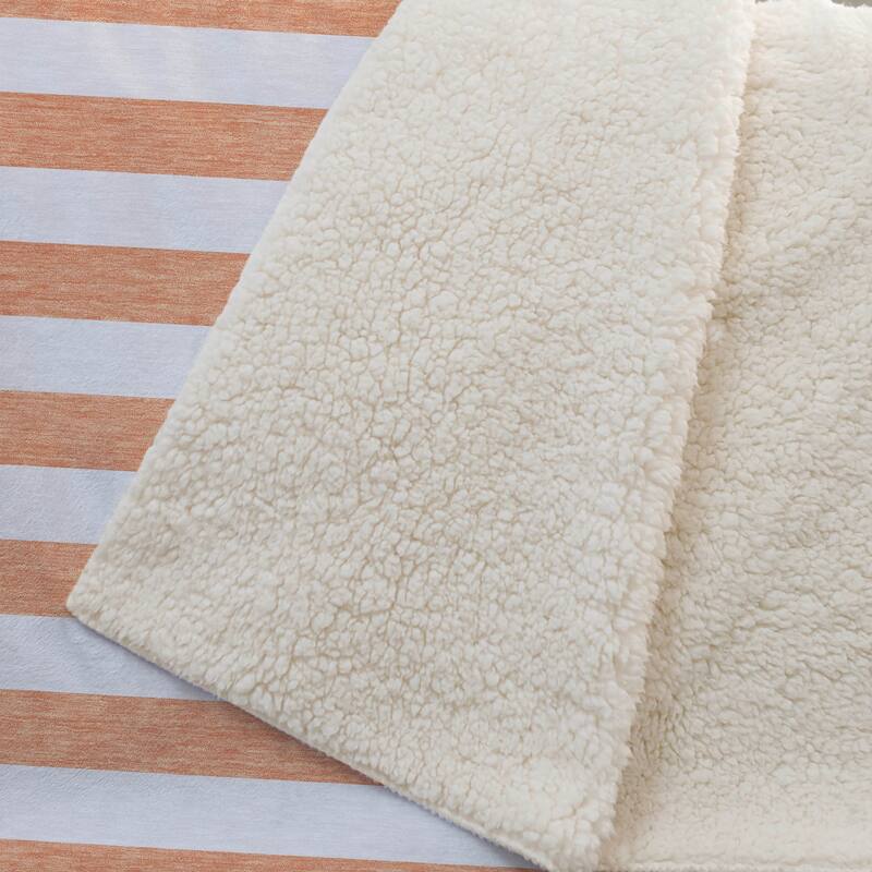 Premium Machine Washable Modern Stripes Sherpa Throw Blanket