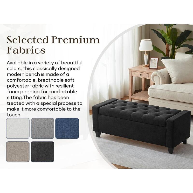 HUIMO Modern Upholstered Flip-Top Storage Ottoman