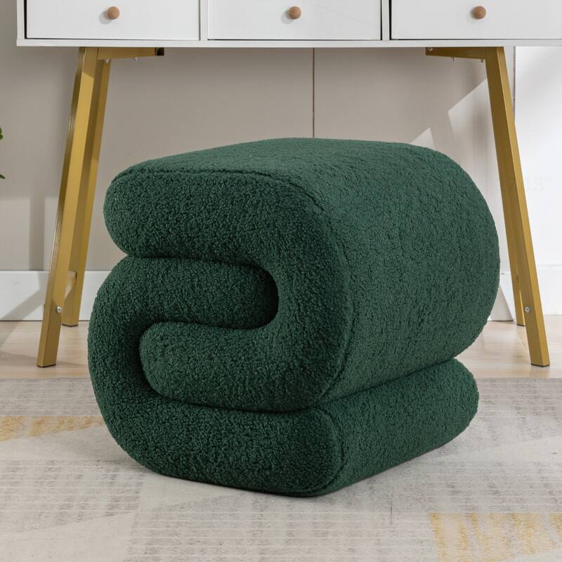 S-shape Teddy Fabric Ottoman